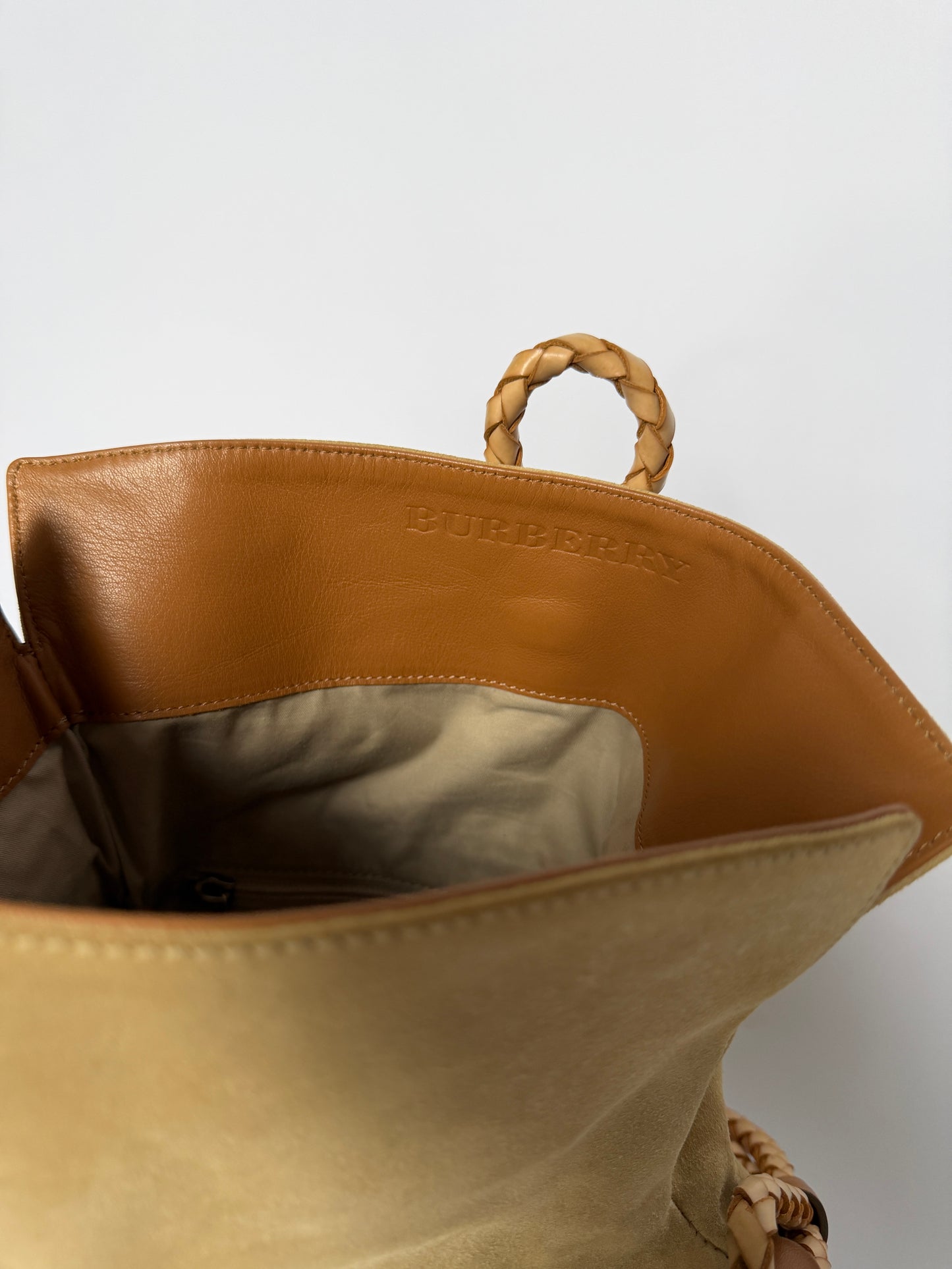 Burberry Suede Horn Bag w Iconic Plaid