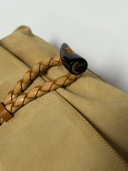 Burberry Suede Horn Bag w Iconic Plaid