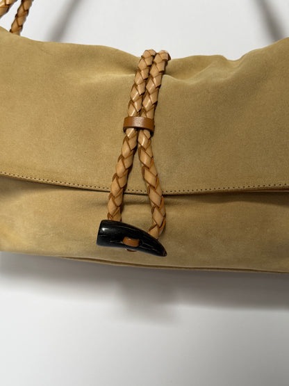 Burberry Suede Horn Bag w Iconic Plaid