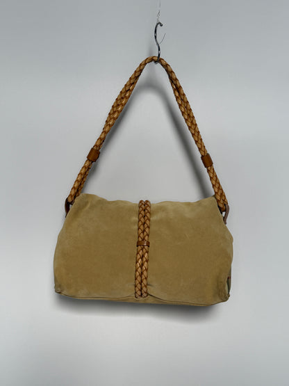Burberry Suede Horn Bag w Iconic Plaid