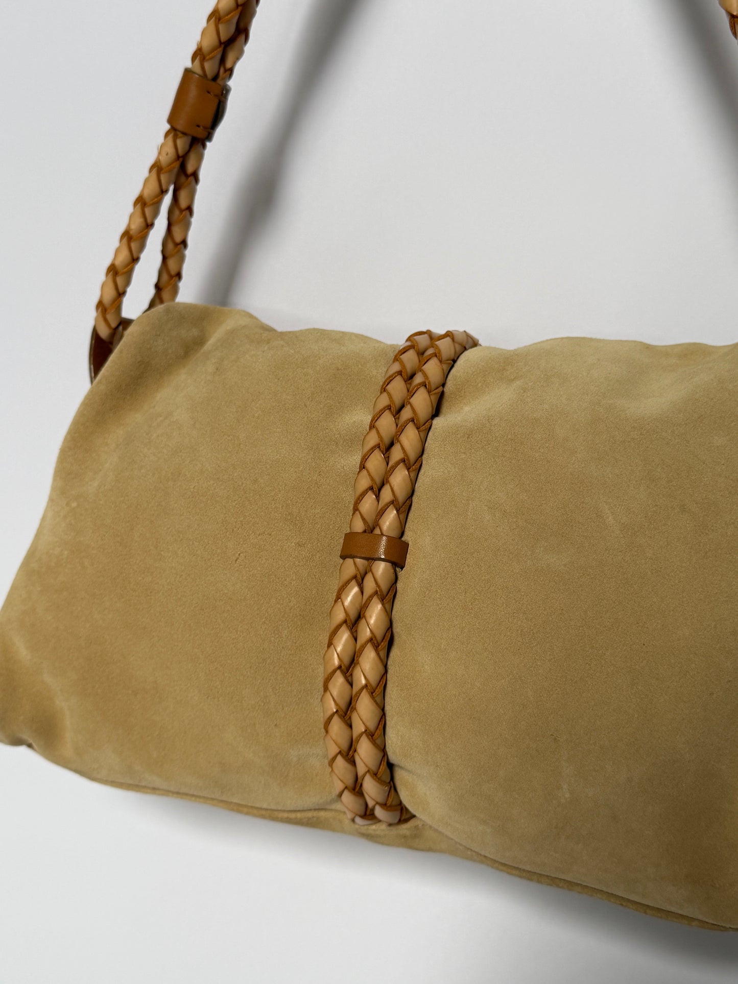 Burberry Suede Horn Bag w Iconic Plaid