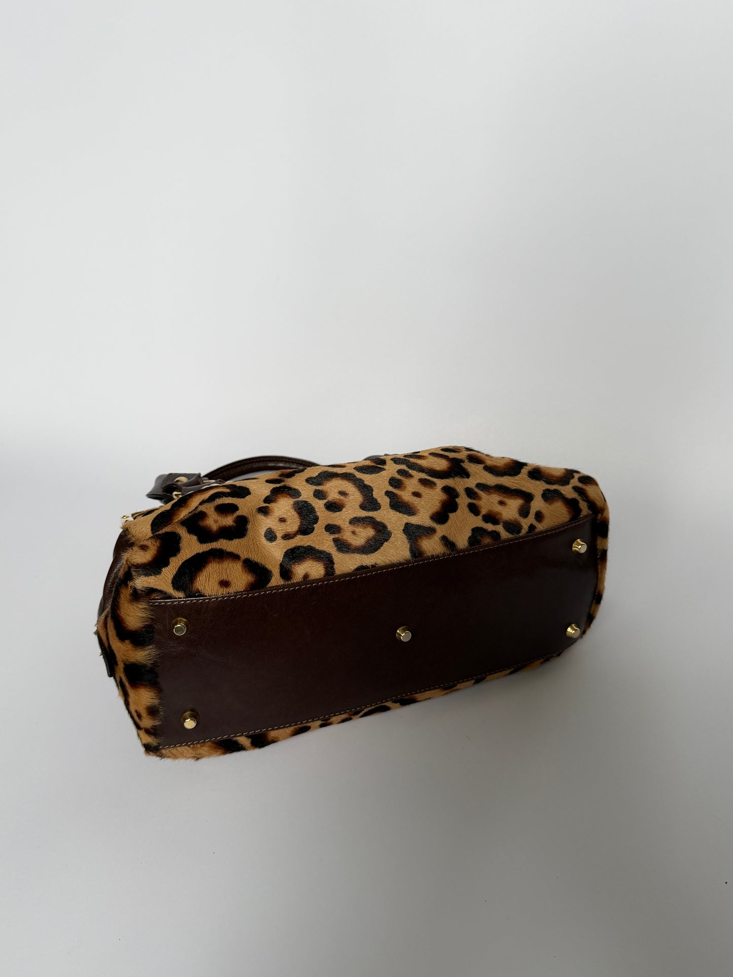 Italian Leopard Print Pony Hair Shoulder Bag