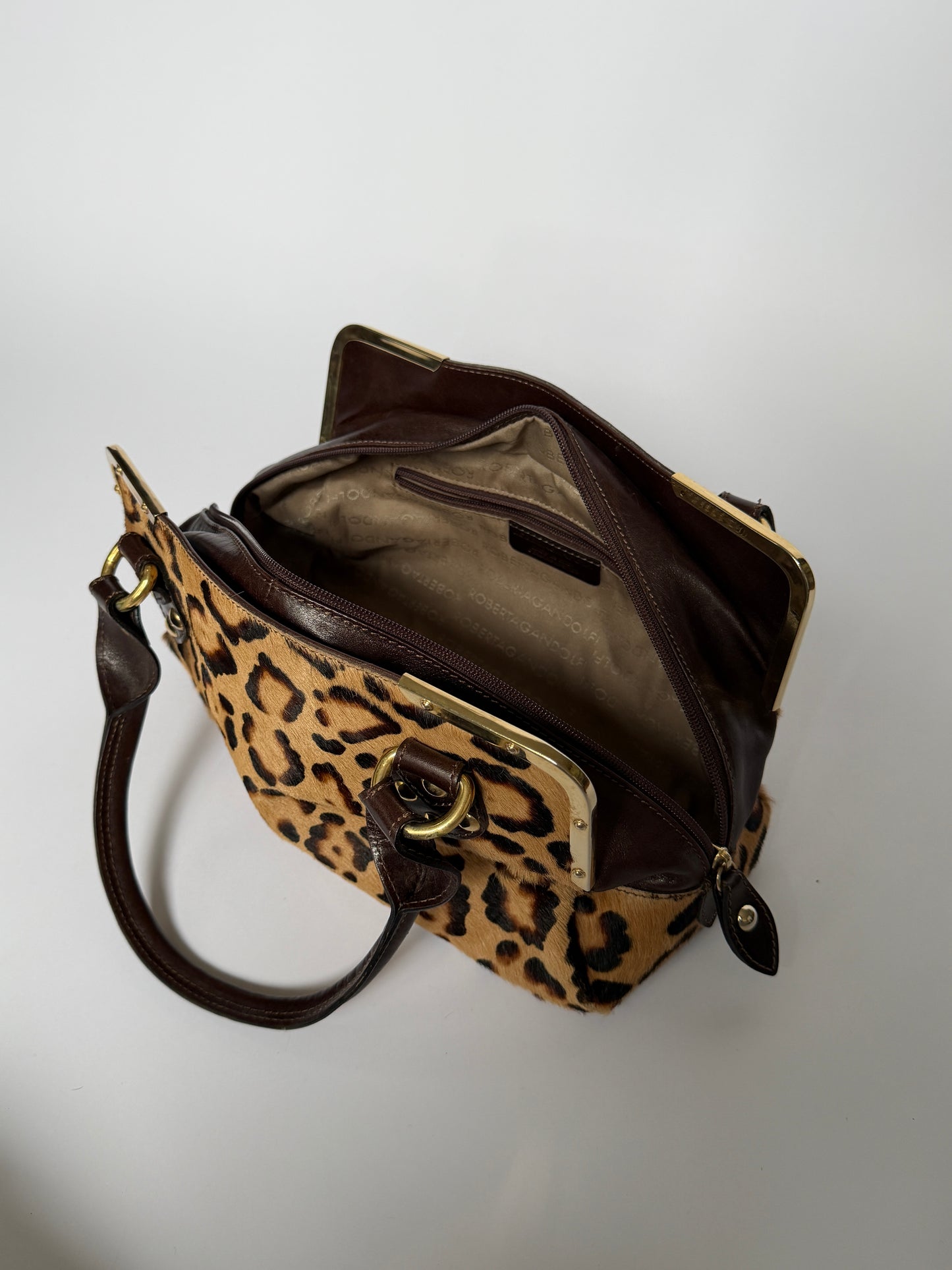 Italian Leopard Print Pony Hair Shoulder Bag