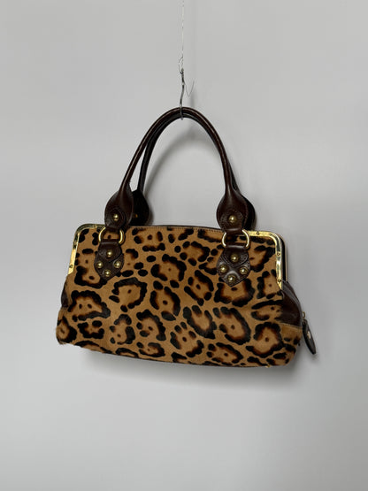 Italian Leopard Print Pony Hair Shoulder Bag