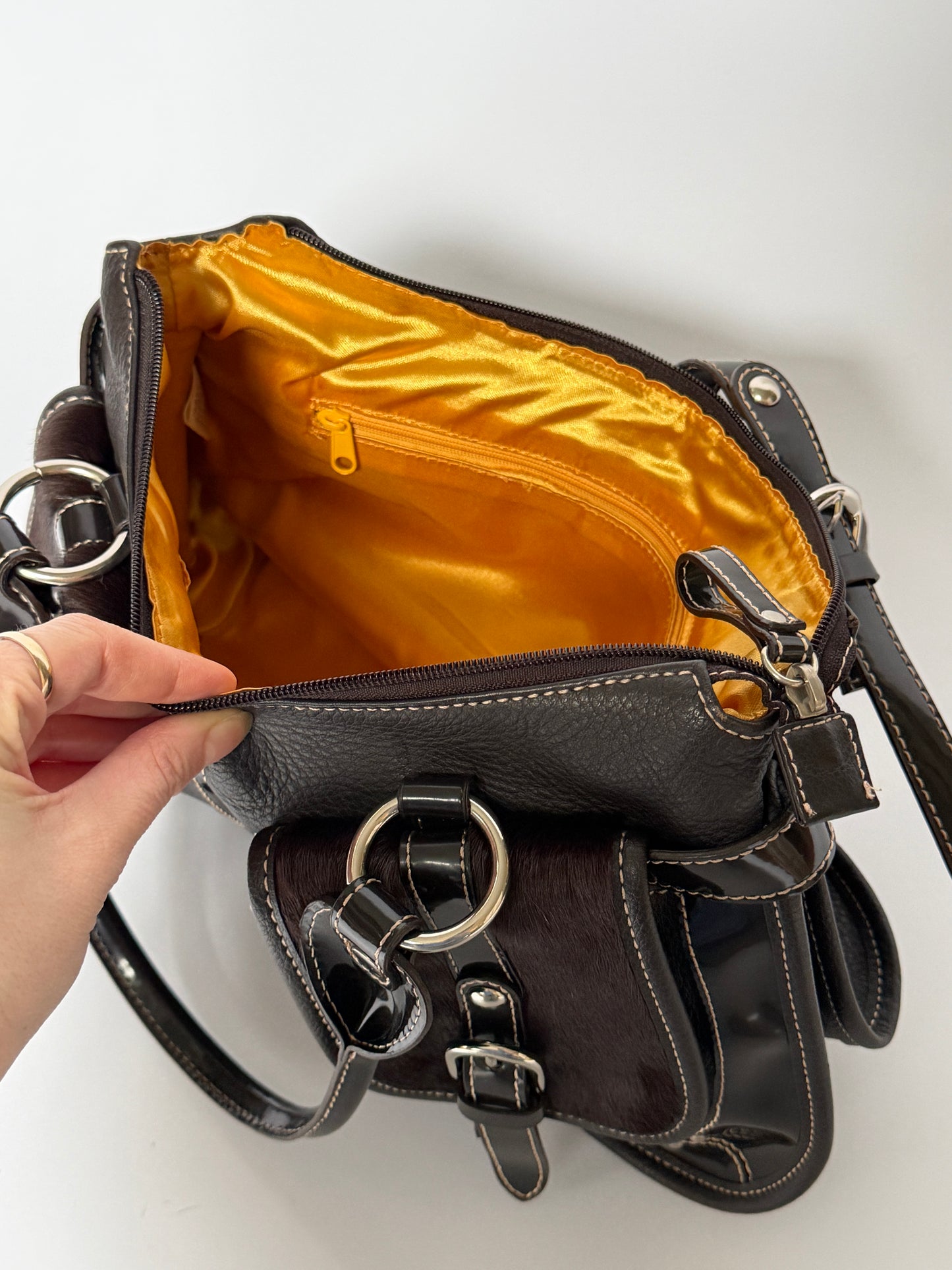 Y2K Double Pocket Calf Hair Bag