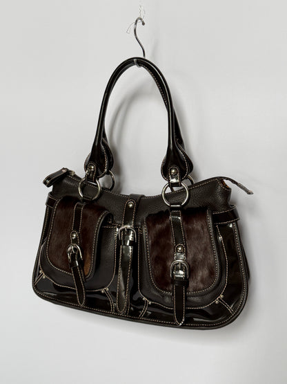 Y2K Double Pocket Calf Hair Bag