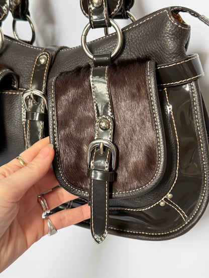 Y2K Double Pocket Calf Hair Bag