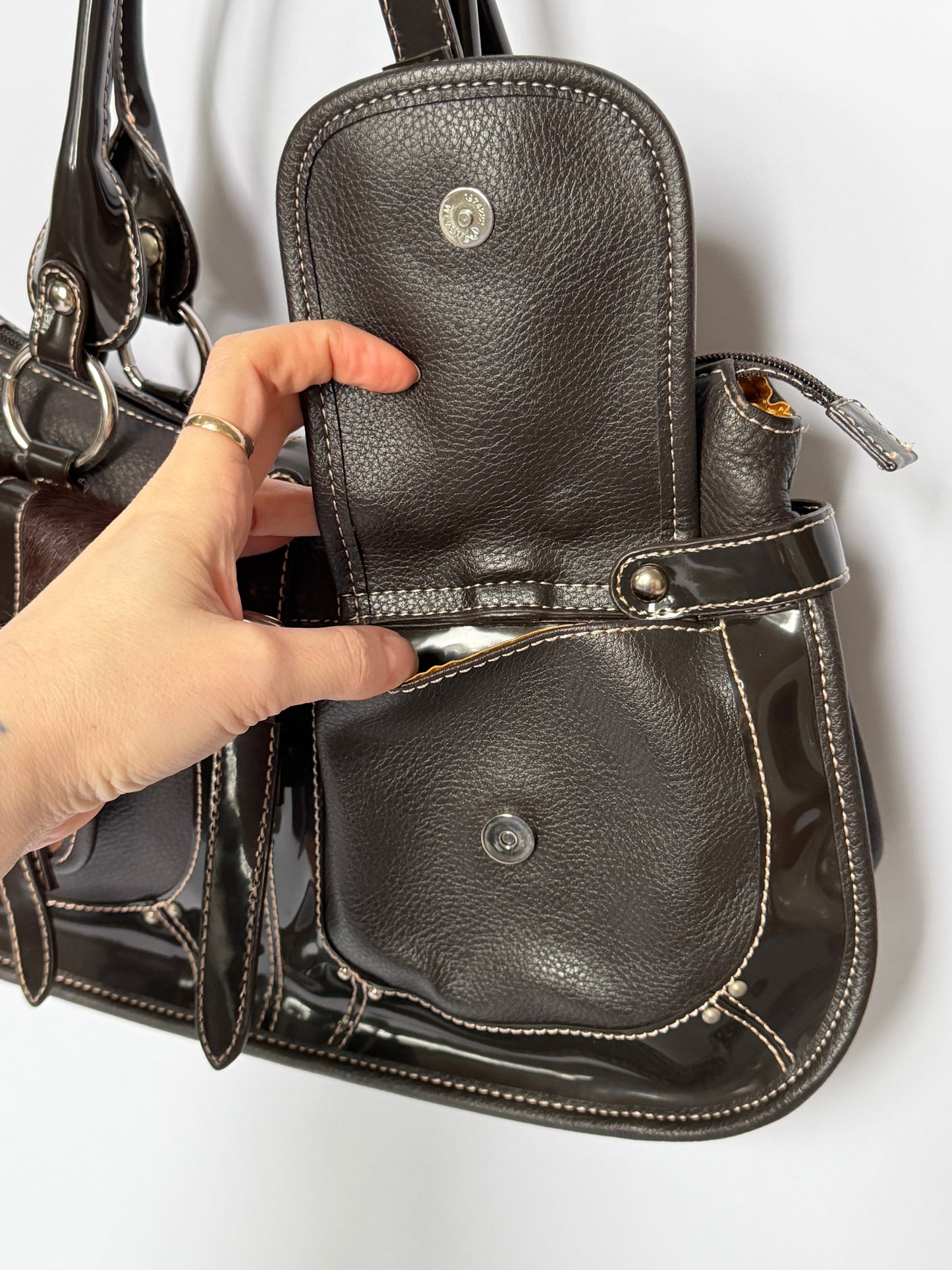 Y2K Double Pocket Calf Hair Bag