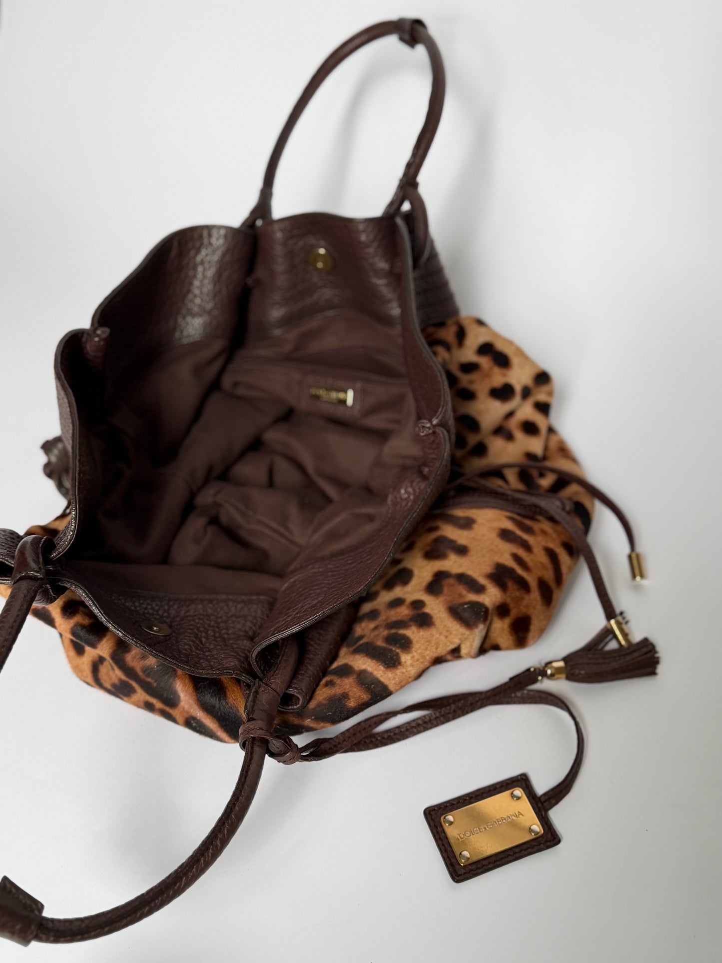 Vintage Dolce & Gabbana Leopard Pony Hair Tote