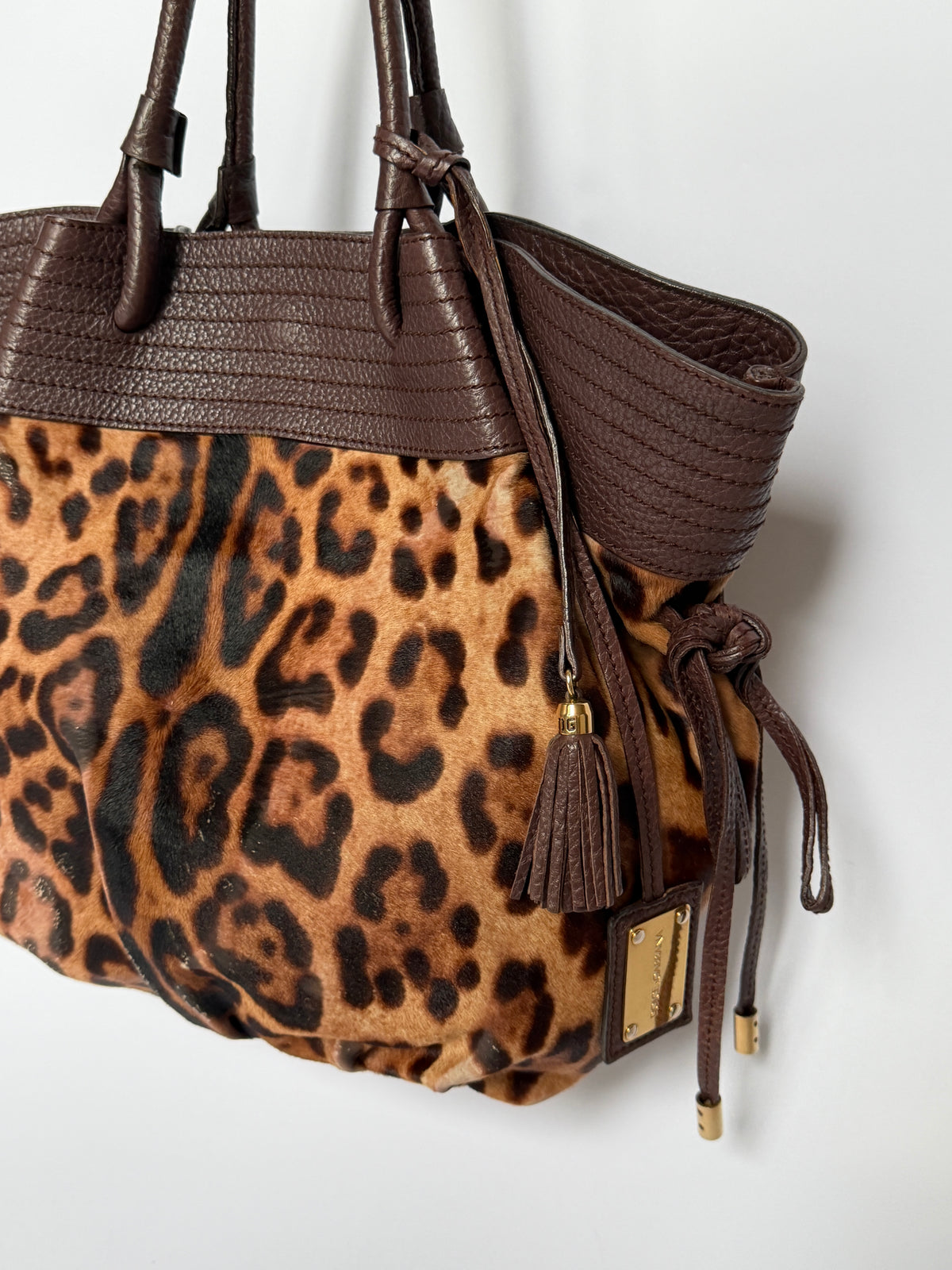 Vintage Dolce & Gabbana Leopard Pony Hair Tote