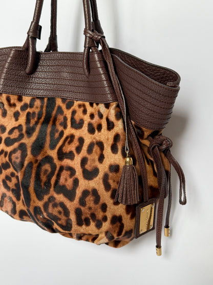 Vintage Dolce & Gabbana Leopard Pony Hair Tote