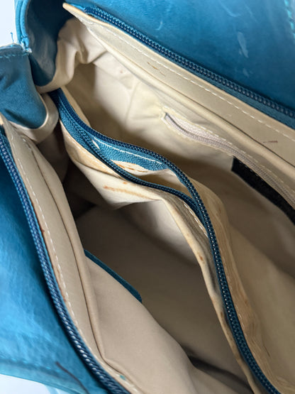 Vintage Italian Teal Leather Charm Bag