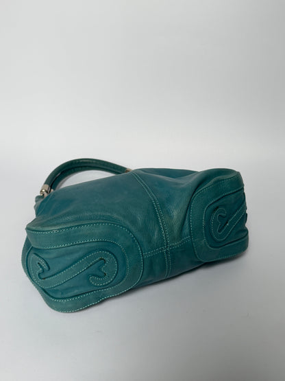 Vintage Italian Teal Leather Charm Bag