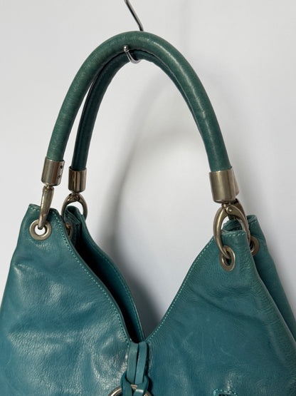 Vintage Italian Teal Leather Charm Bag