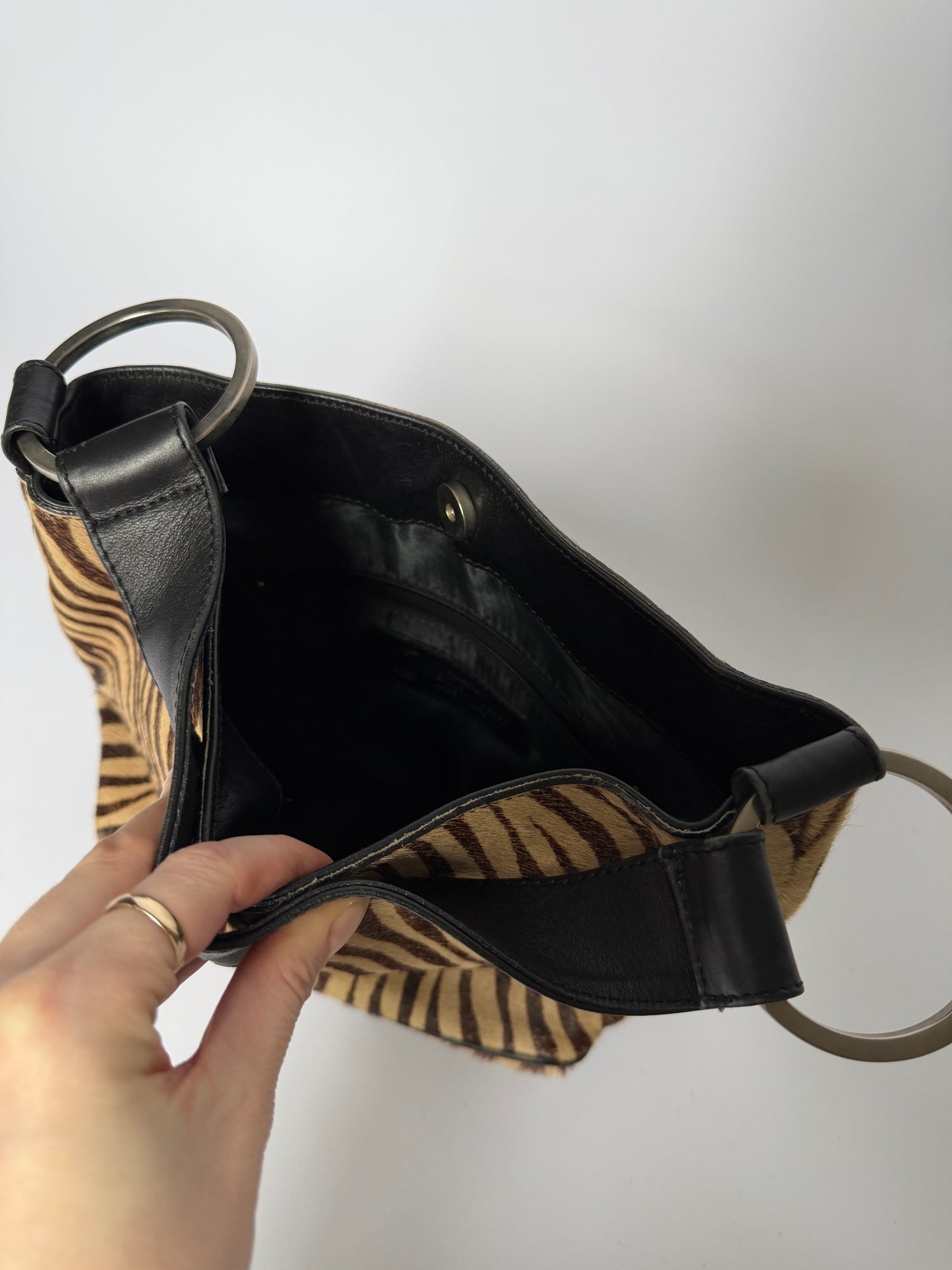 Zebra Pony Hair O-Ring Bag