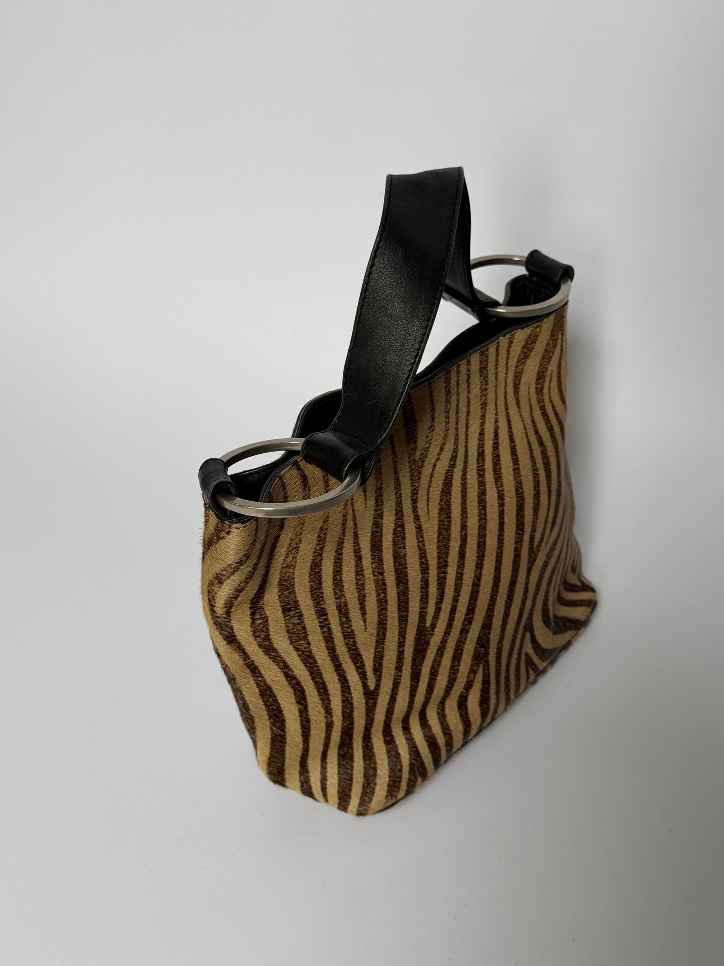 Zebra Pony Hair O-Ring Bag