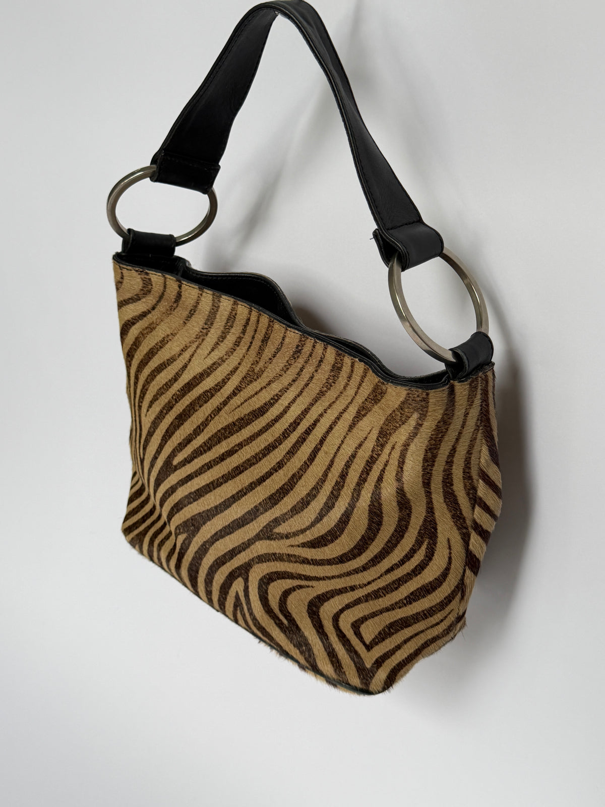 Zebra Pony Hair O-Ring Bag