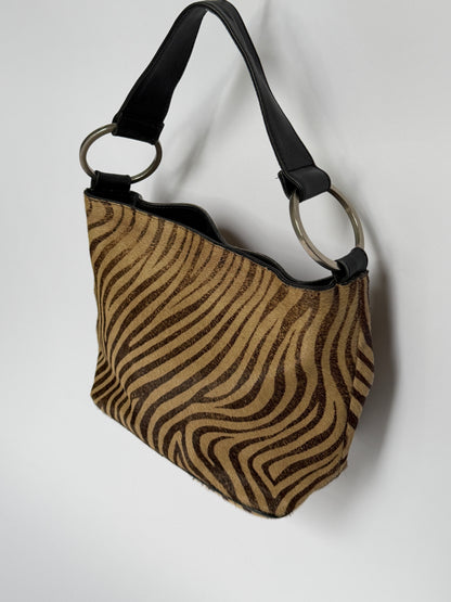Zebra Pony Hair O-Ring Bag