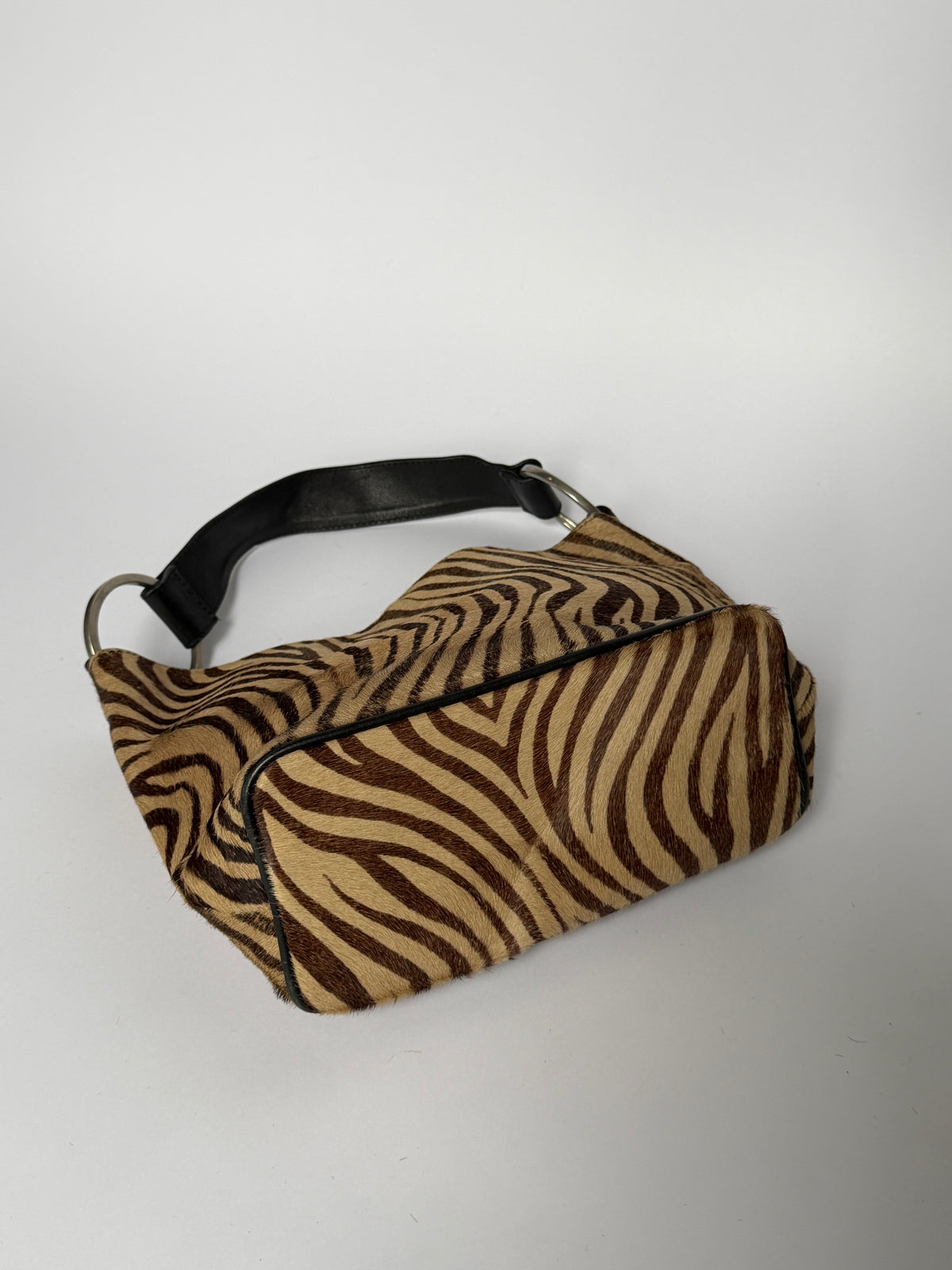 Zebra Pony Hair O-Ring Bag