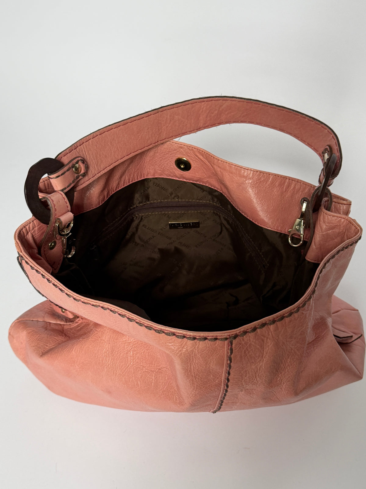 Vintage Italian Pink Leather Shoulder Bag