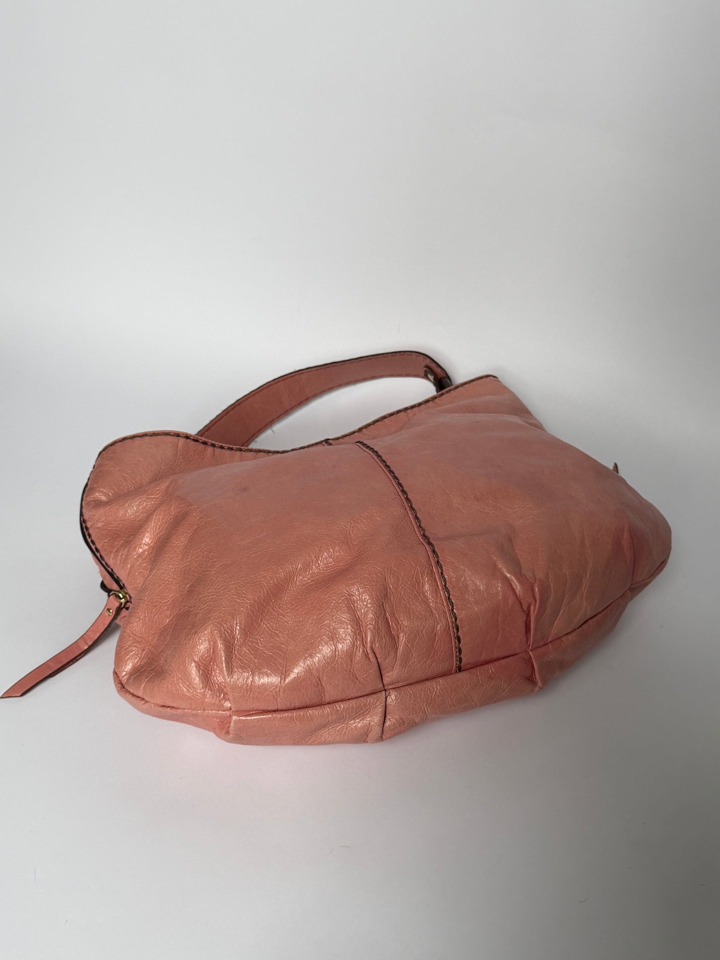 Vintage Italian Pink Leather Shoulder Bag