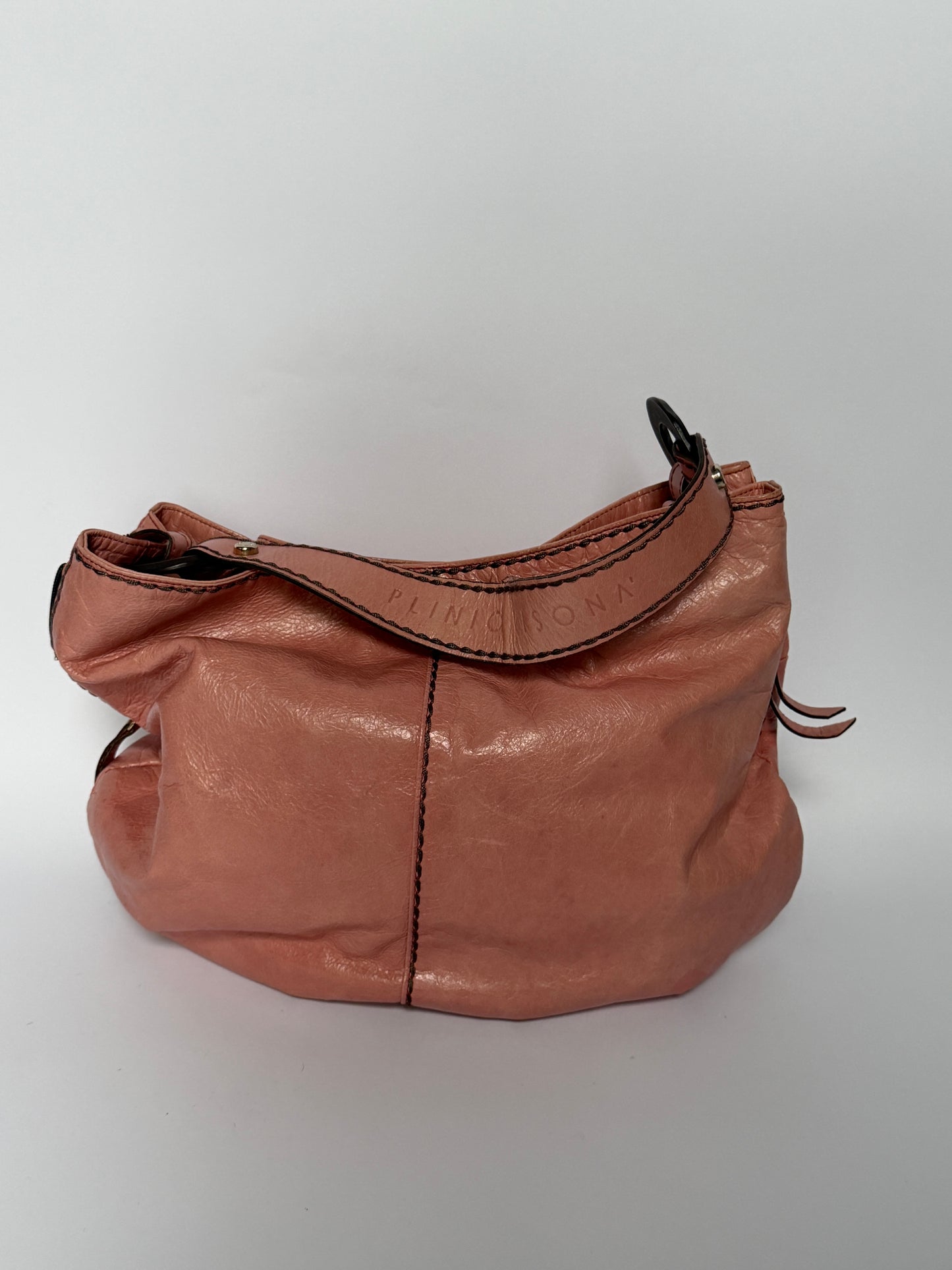 Vintage Italian Pink Leather Shoulder Bag