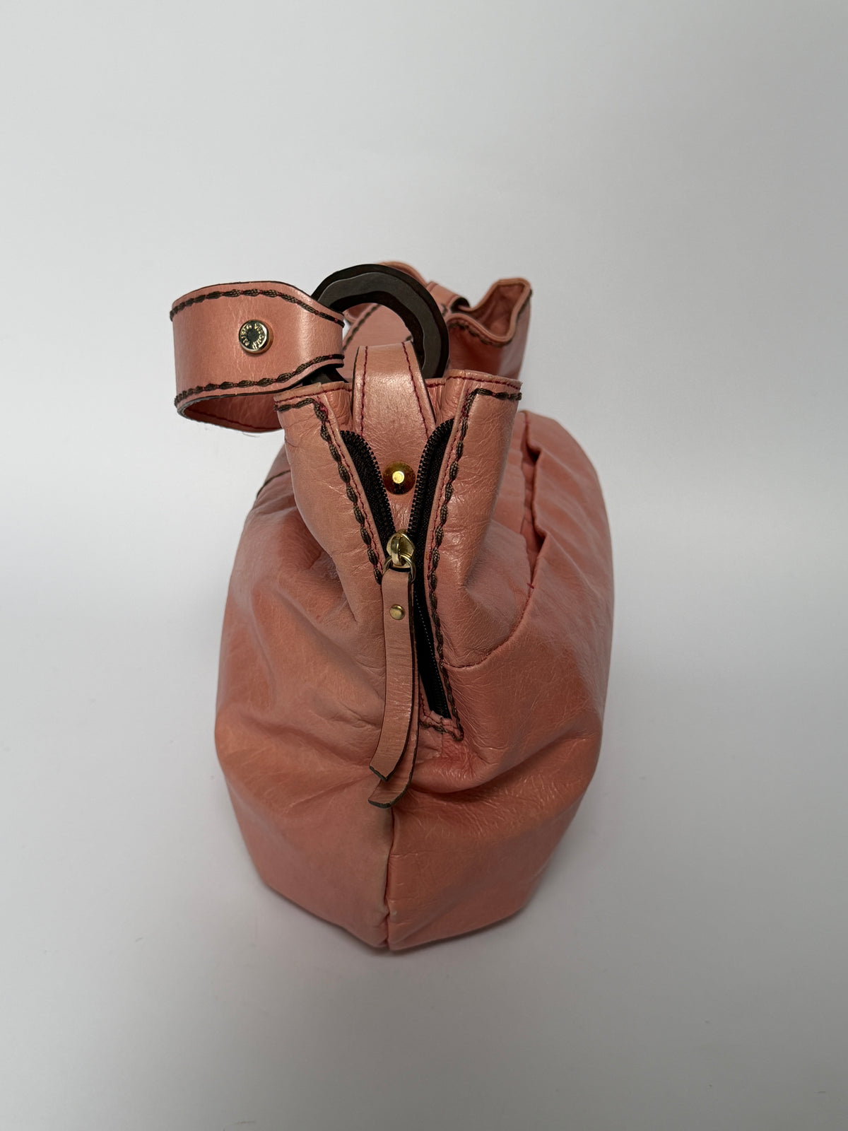 Vintage Italian Pink Leather Shoulder Bag
