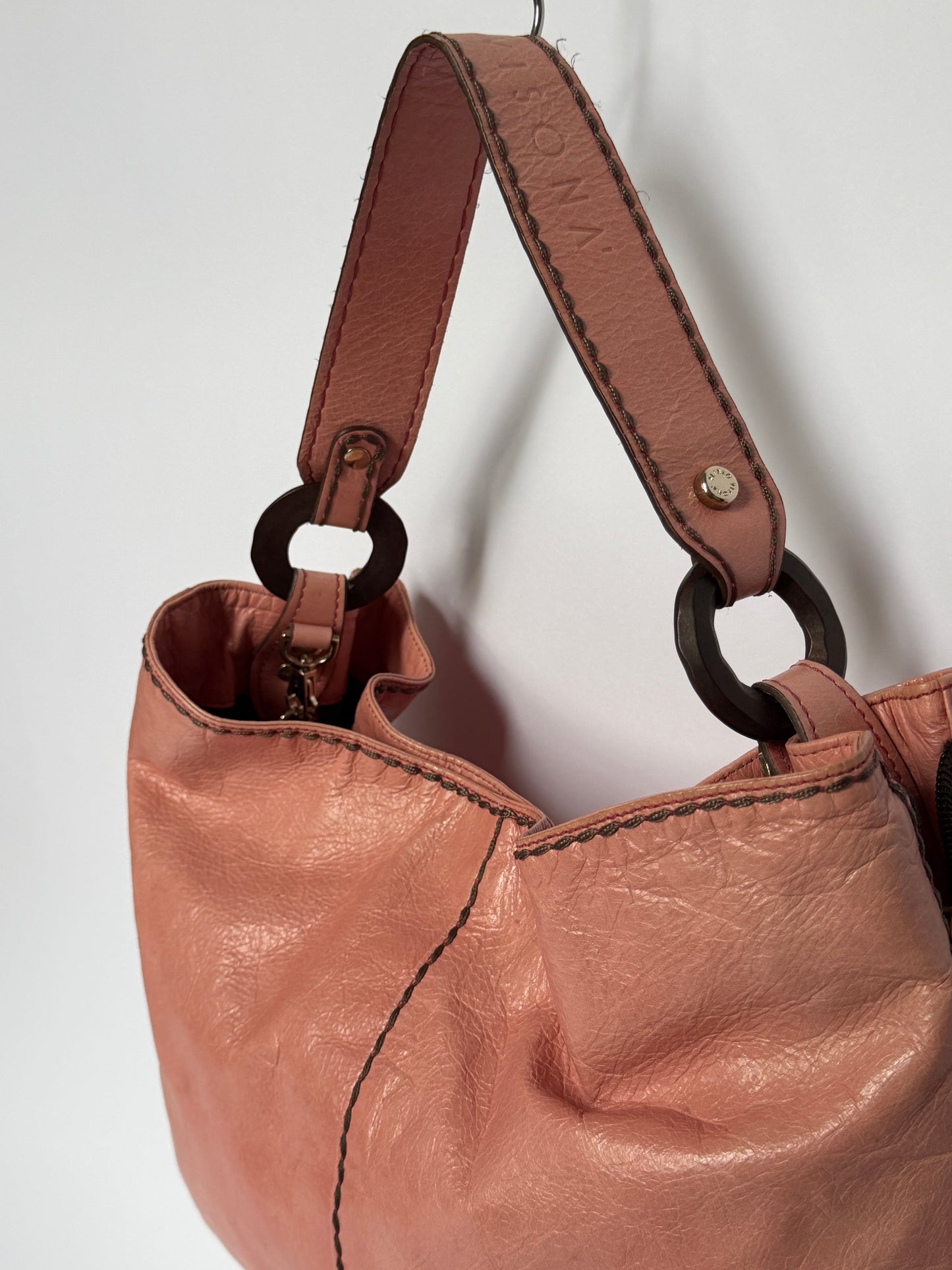 Vintage Italian Pink Leather Shoulder Bag