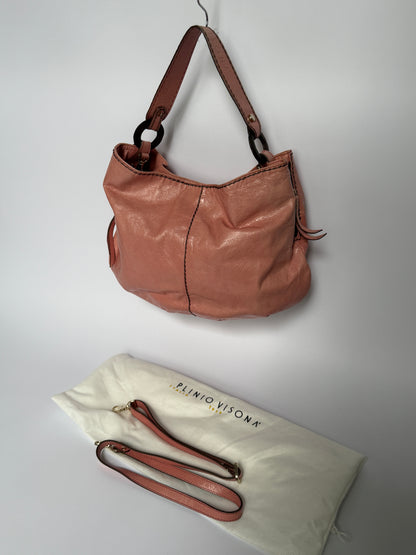 Vintage Italian Pink Leather Shoulder Bag