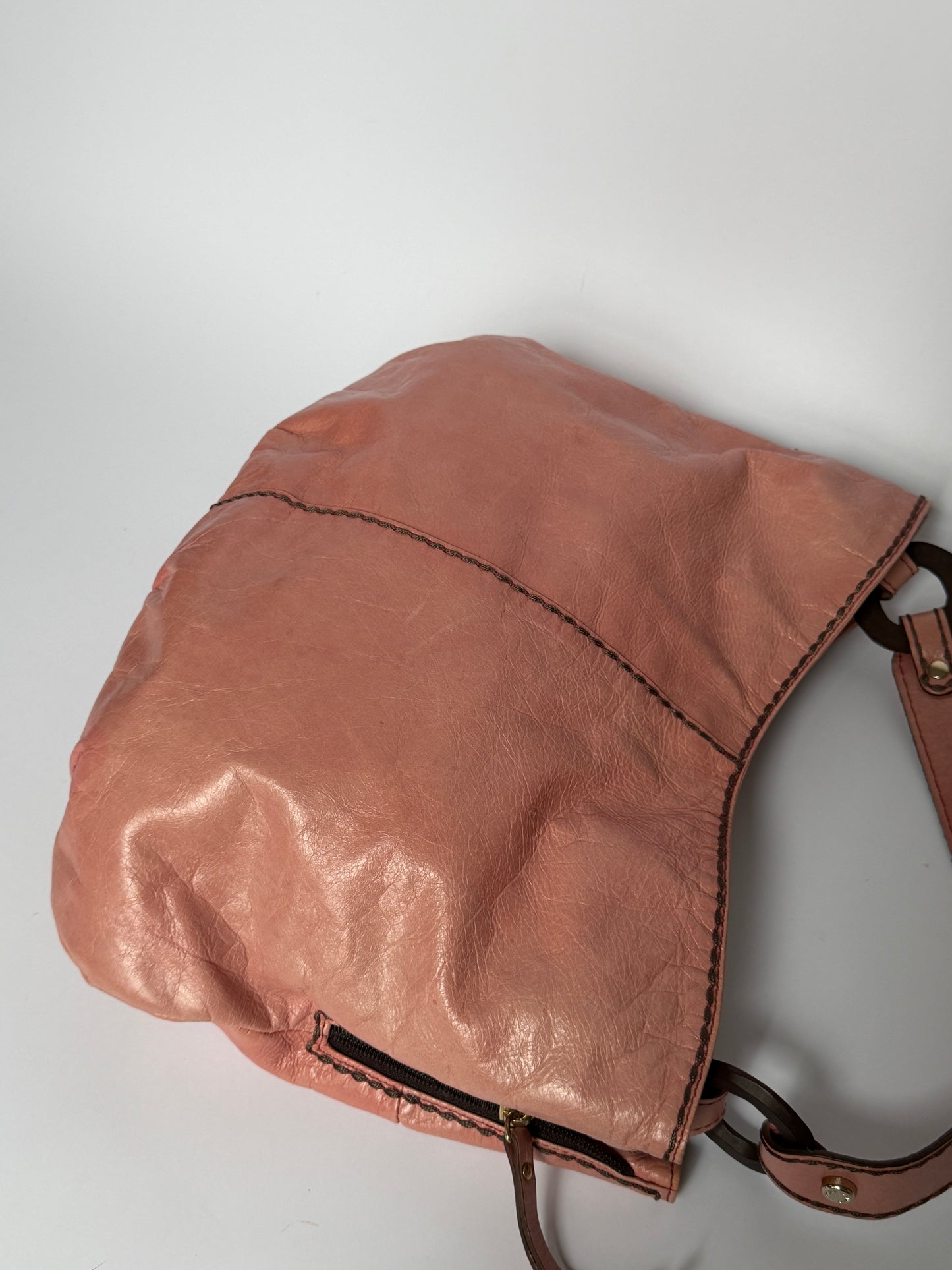 Vintage Italian Pink Leather Shoulder Bag