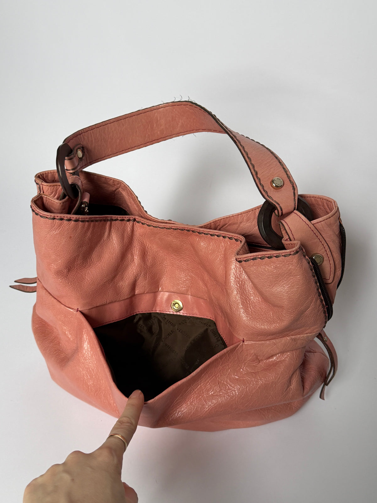 Vintage Italian Pink Leather Shoulder Bag