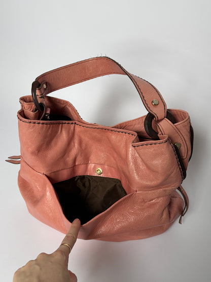 Vintage Italian Pink Leather Shoulder Bag
