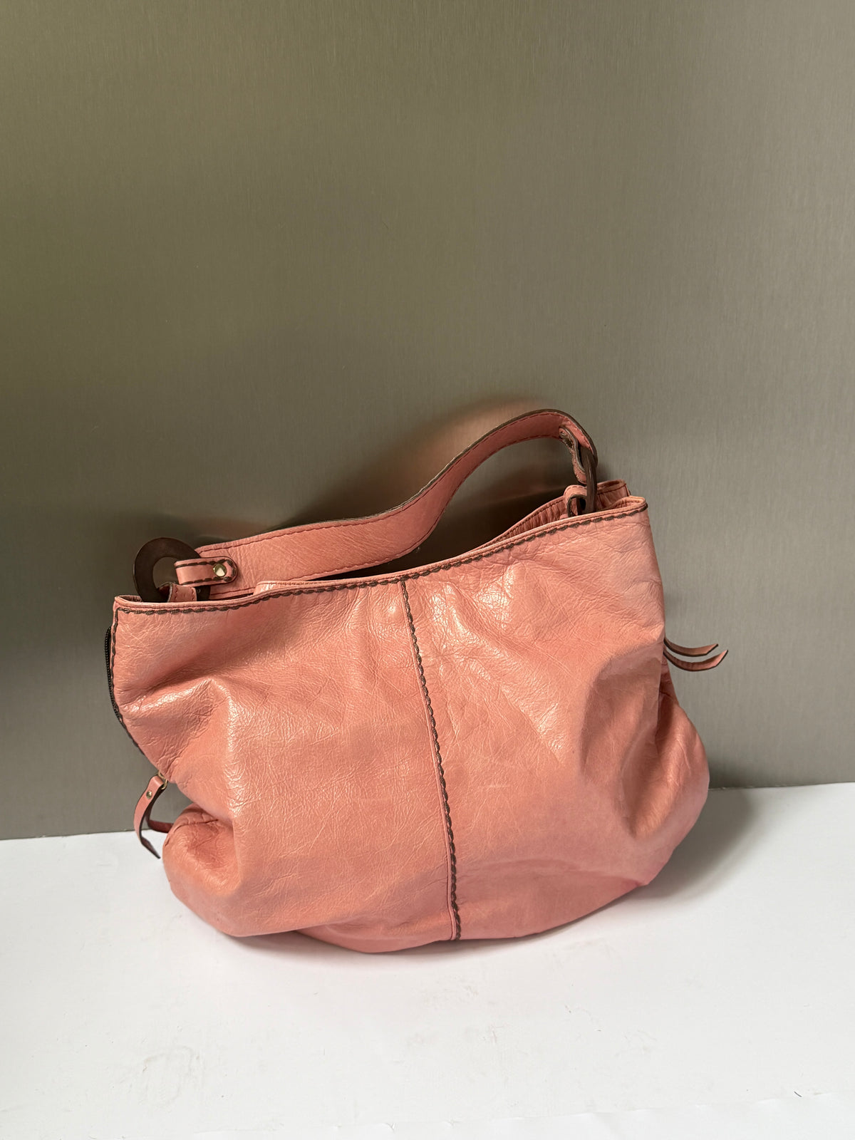 Vintage Italian Pink Leather Shoulder Bag