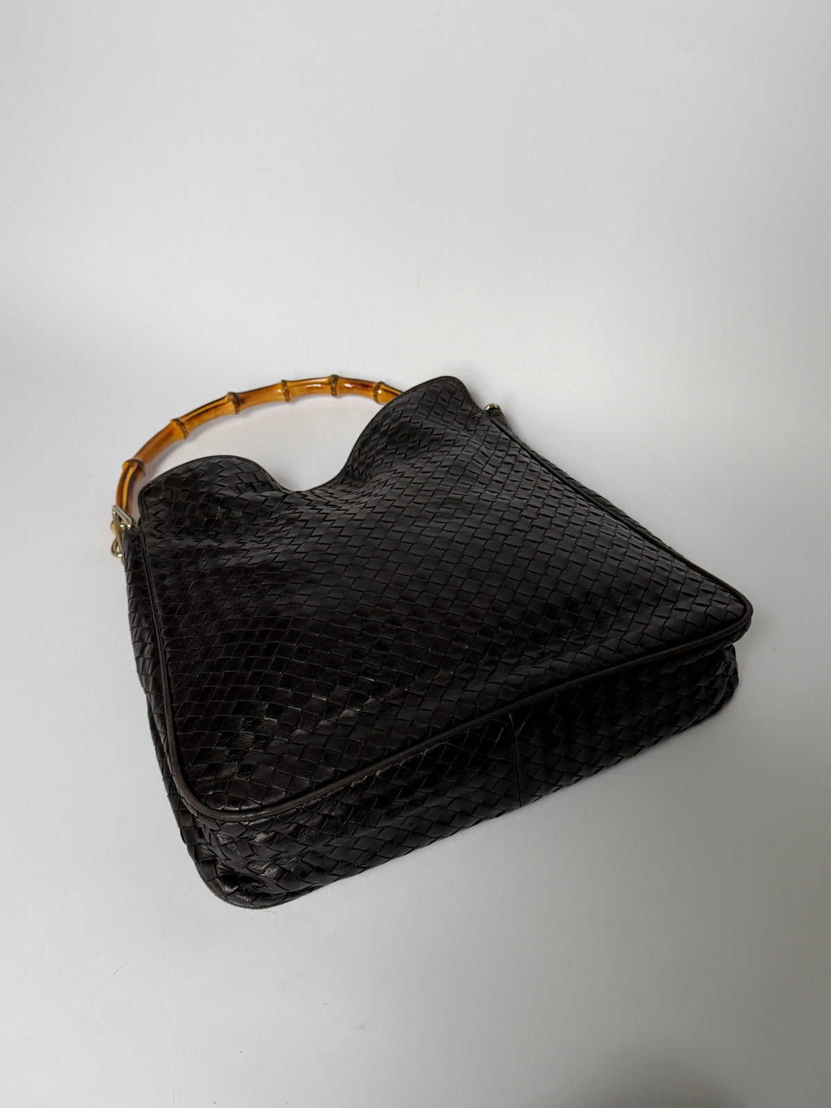 Vintage Woven Leather & Bamboo Bag