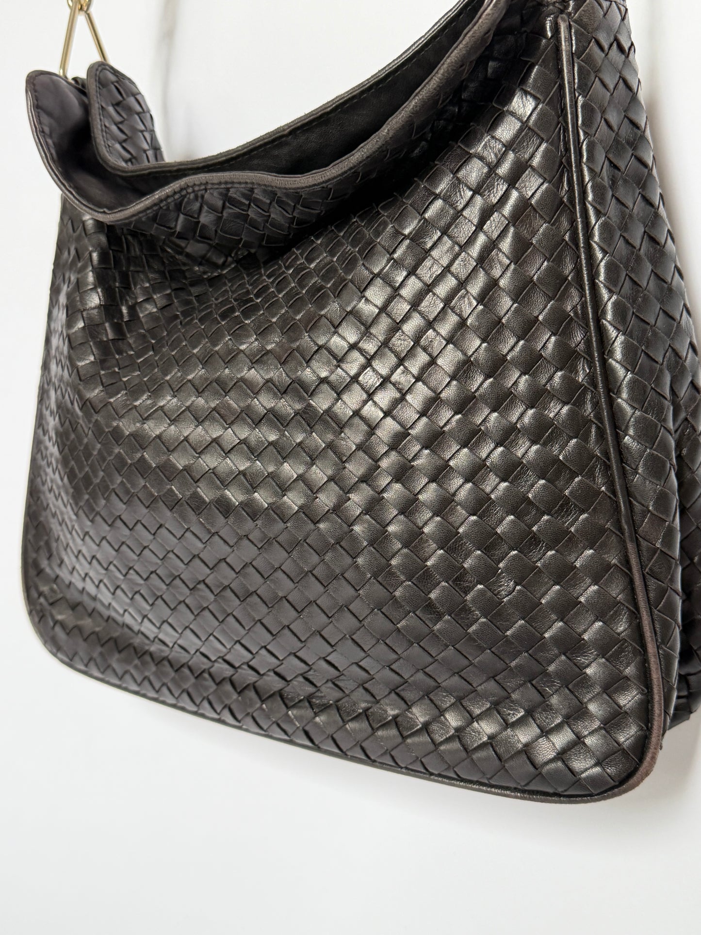Vintage Woven Leather & Bamboo Bag