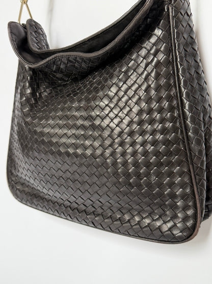 Vintage Woven Leather & Bamboo Bag