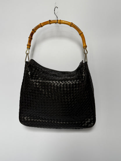 Vintage Woven Leather & Bamboo Bag