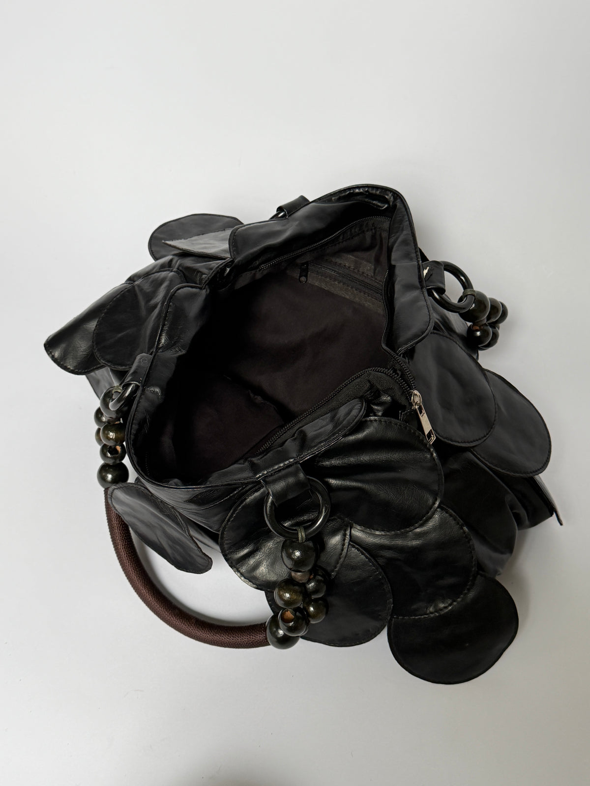 Vintage Black Leather Disc Bag
