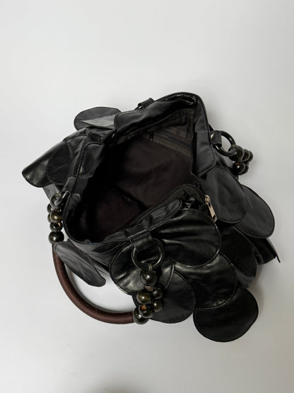 Vintage Black Leather Disc Bag