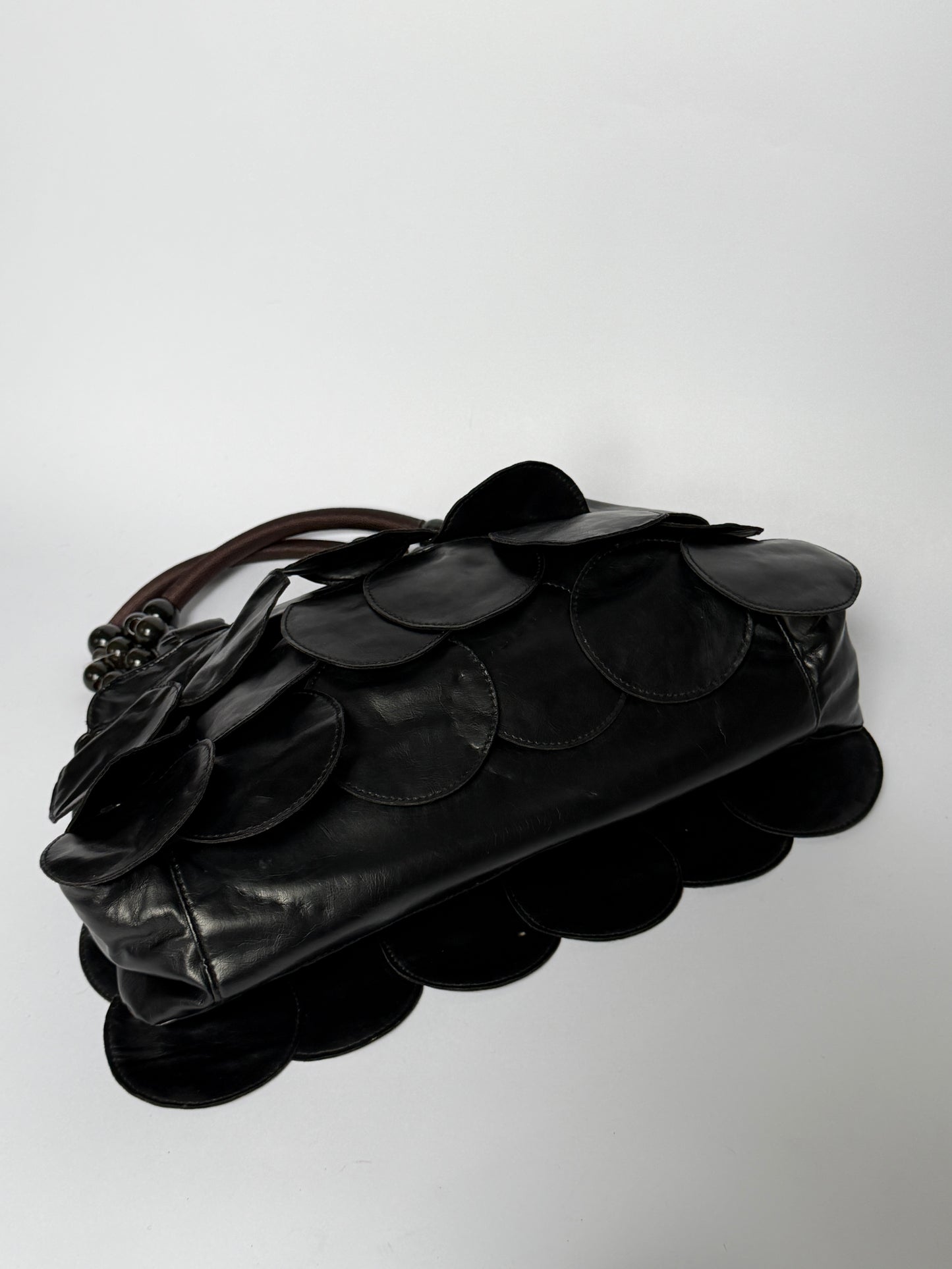 Vintage Black Leather Disc Bag