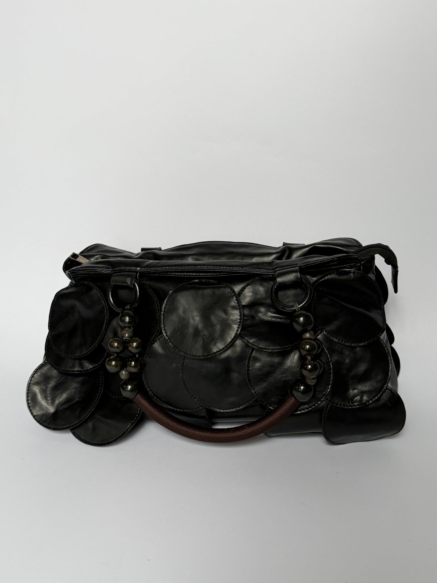 Vintage Black Leather Disc Bag