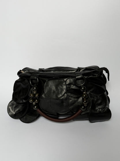 Vintage Black Leather Disc Bag