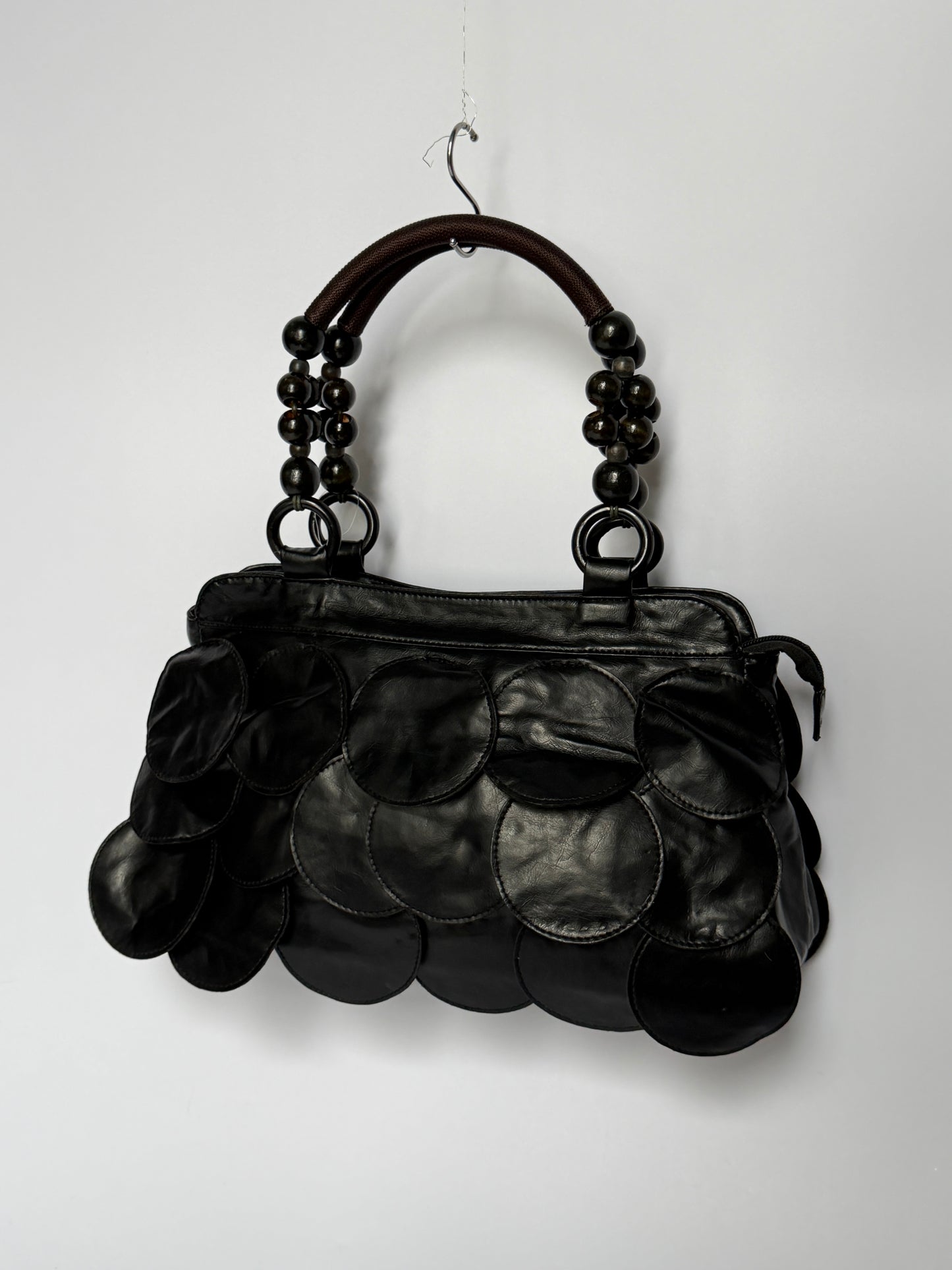 Vintage Black Leather Disc Bag