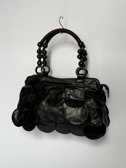 Vintage Black Leather Disc Bag