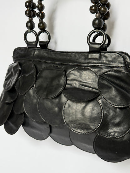 Vintage Black Leather Disc Bag