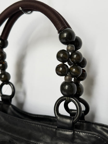 Vintage Black Leather Disc Bag