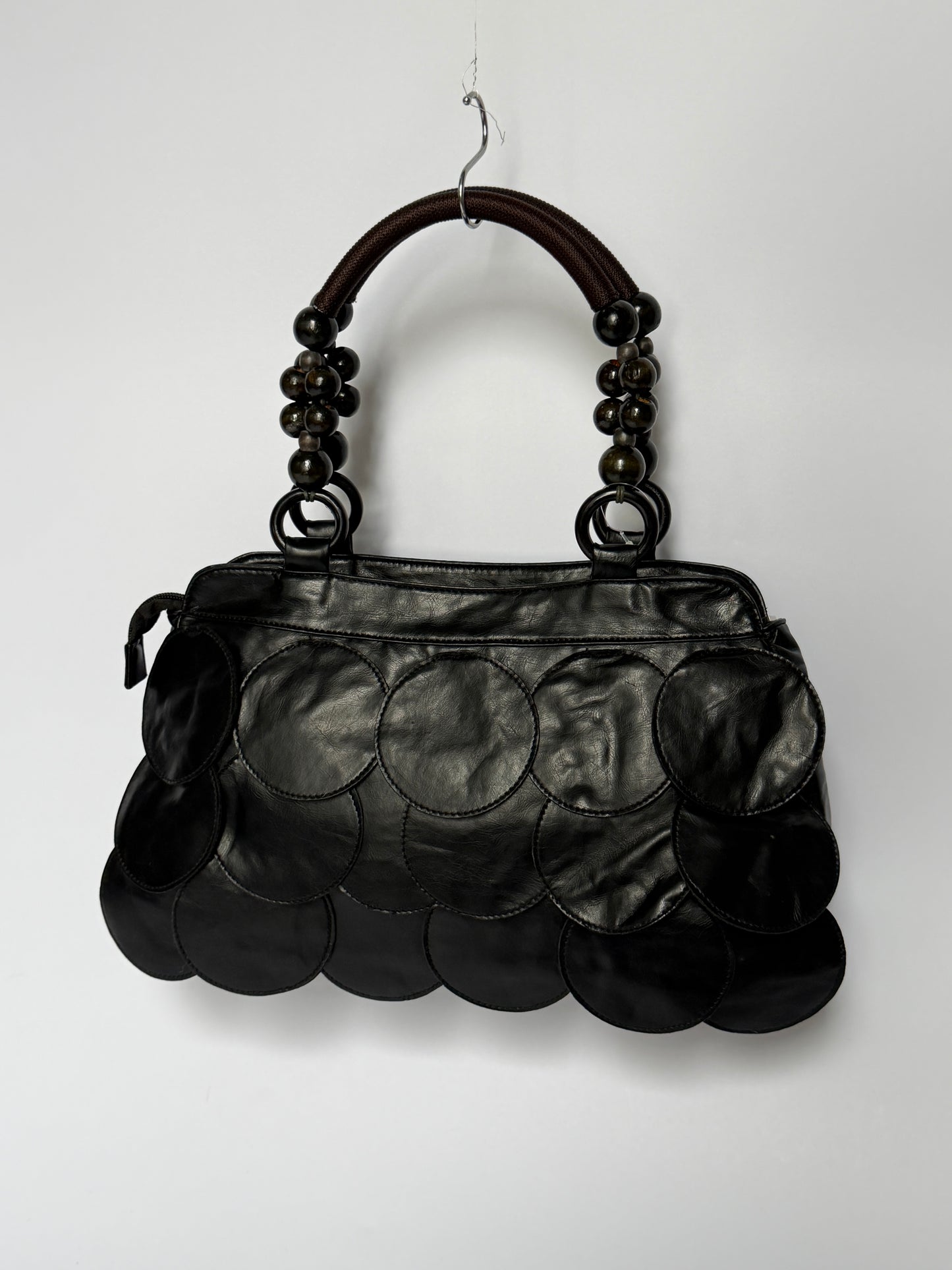 Vintage Black Leather Disc Bag