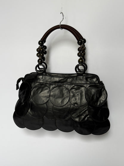 Vintage Black Leather Disc Bag