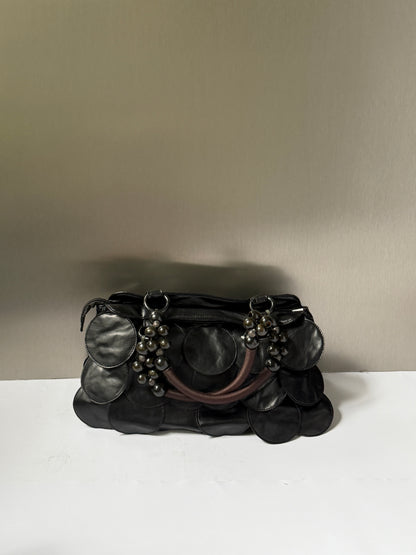 Vintage Black Leather Disc Bag