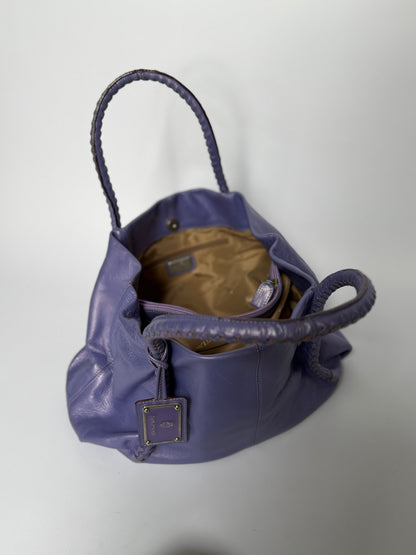 Vintage Italian Leather Braided Bag  — Lavender